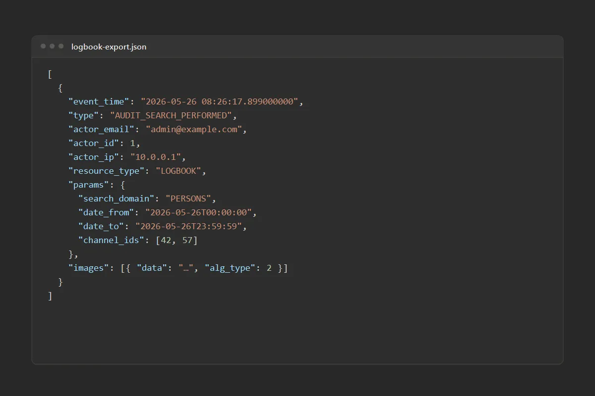 Sample Logbook export JSON file