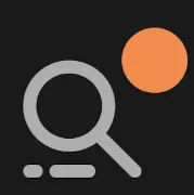 Search icon with an orange dot indicating a query is pending