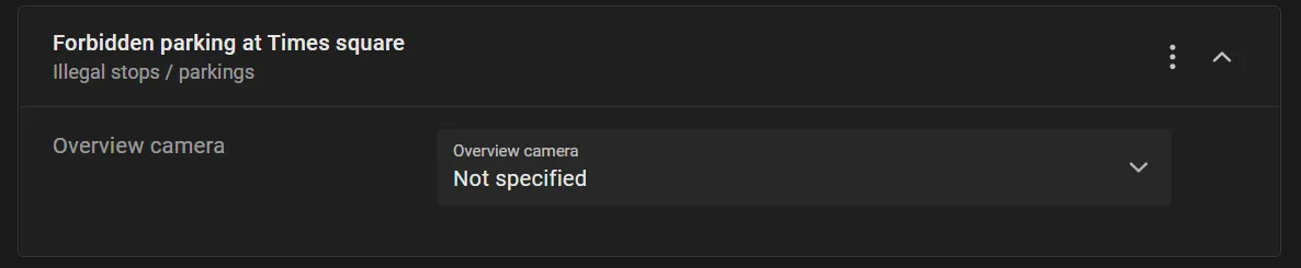 Forbidden parking at Times square violation rule expanded with the Overview camera field set to Not specified