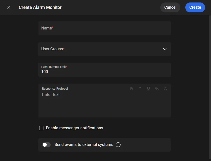 Create Alarm Monitor