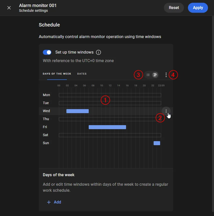 Schedule with time windows