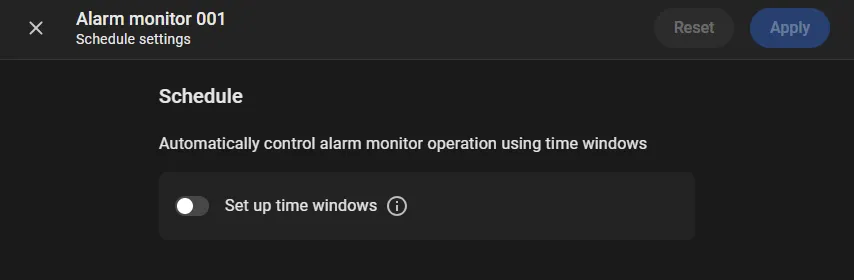Schedule settings page