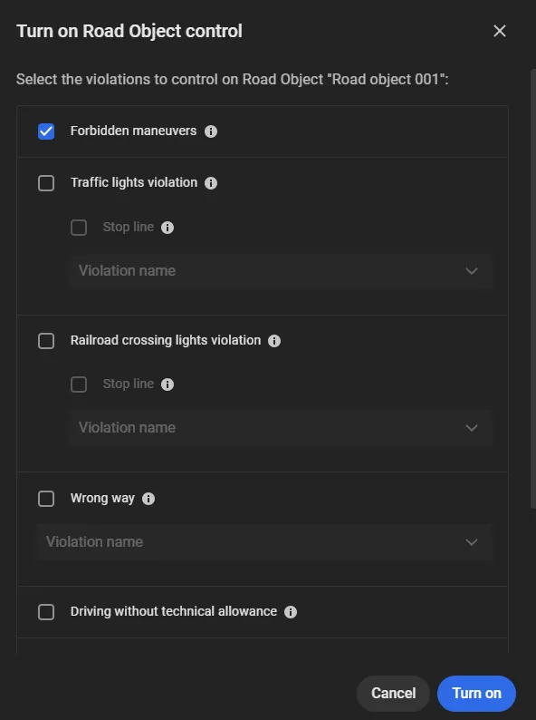 Turn on Road Object control with Forbidden maneuvers selected